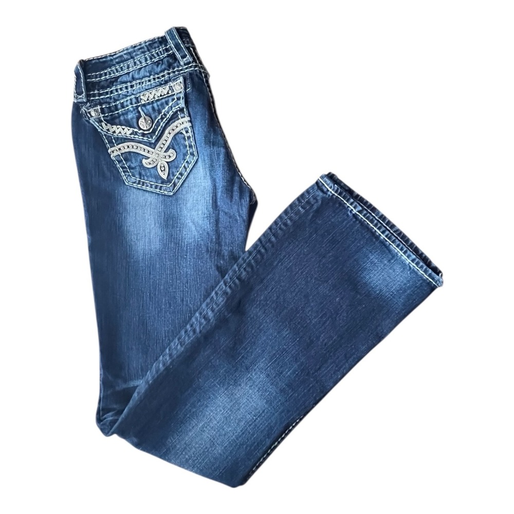 Rock Revival Bootcut Jeans Women's 29 Thick Stitch Bling Western Rodeo Denim - Picture 5 of 16